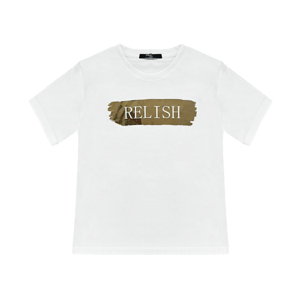 relish t-shirt relish. bianco/oro