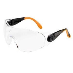 Occhiali protettivi da lavoro con lenti trasparenti ed aste nere regolabili,  529/clear