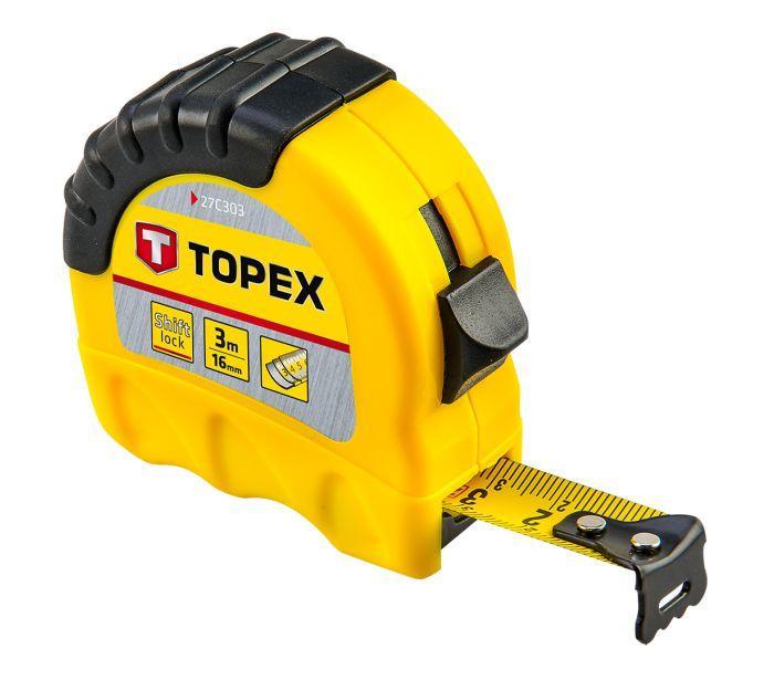 TOPEX FLESSOMETRO - METRO A NASTRO ESTENDIBILE TOPEX IN ACCIAIO 3m x 16mm,  GTO 27C303