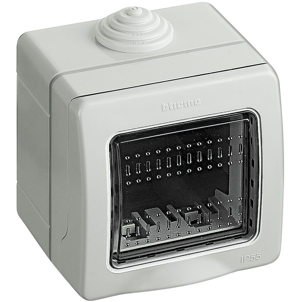Custodia scatola protettiva per prese e interruttori a muro BTICINO IDROBOX MATIX 25502, grado di protezione IP55, 2 moduli