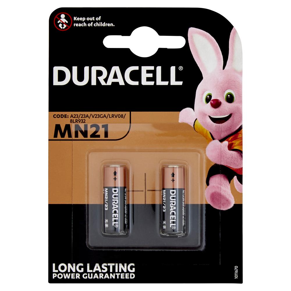 Batterie DURACELL MN21 12 Volt, per telecomando apri cancello / macchina, confezione 2 pz, A23 23A V23GA LRV08 8LR932, CFG DU25