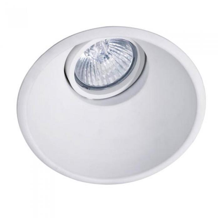 Faretto da incasso a soffitto orientabile LEDS C4 DOME, diametro 120 mm, portalampada GU 5.3 max 50W, lampadina NON inclusa, colore bianco.