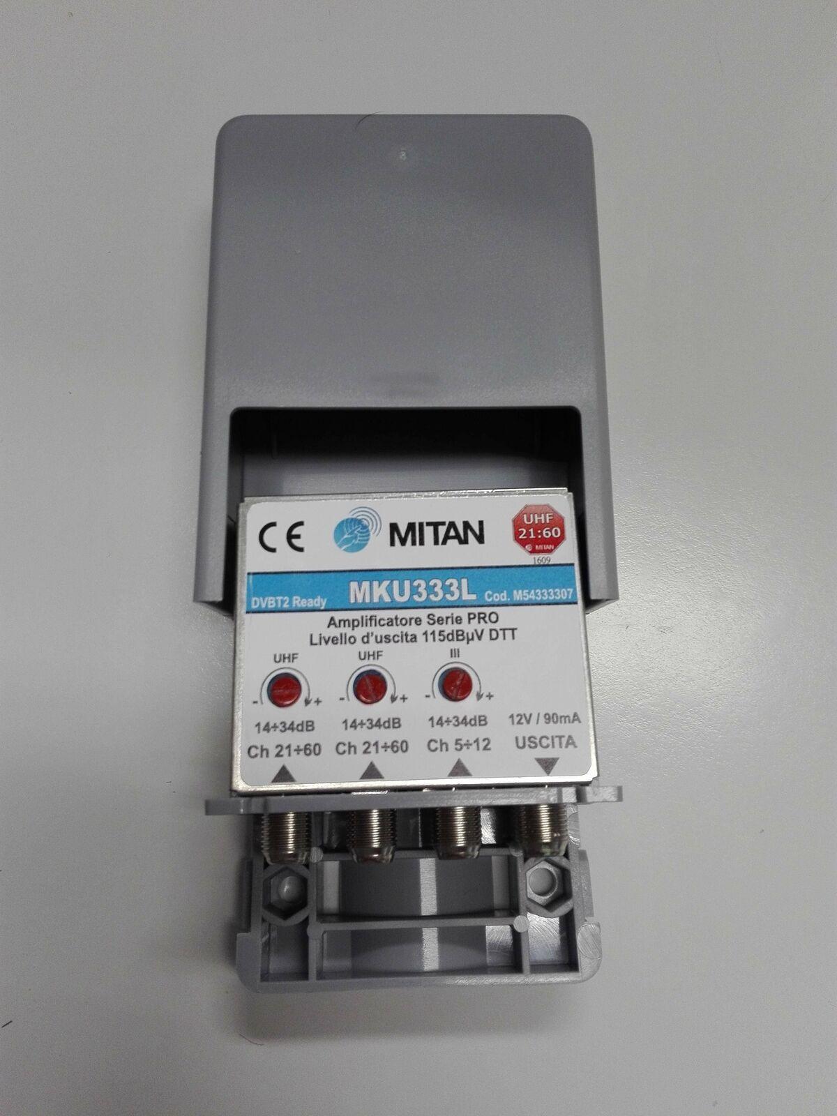 Amplificatore di segnale TV da palo MITAN MKU333G, 3 ingressi, 34dB