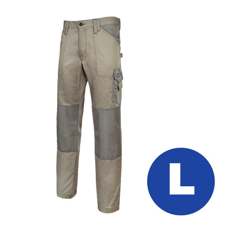 Pantaloni tecnici stretch da lavoro POLY/COTONE 240 gr, taglia L, beige, con tasconi, LOG BRICK-L