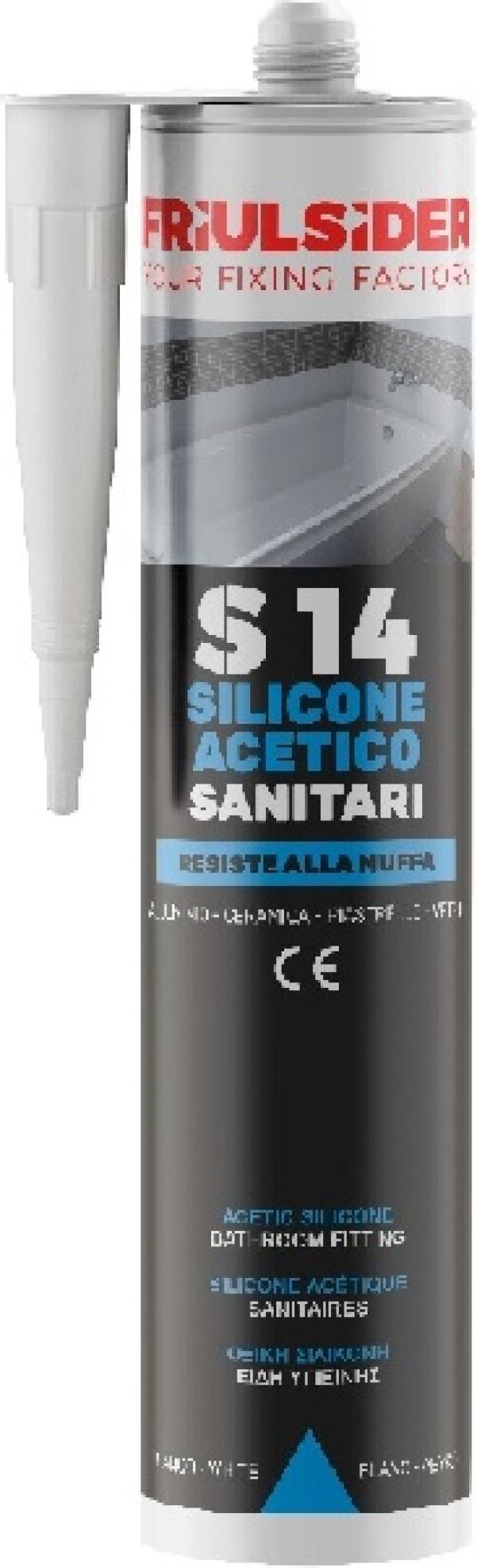 Silicone acetico sanitari bianco ral9010 280 ml Friulsider S1401