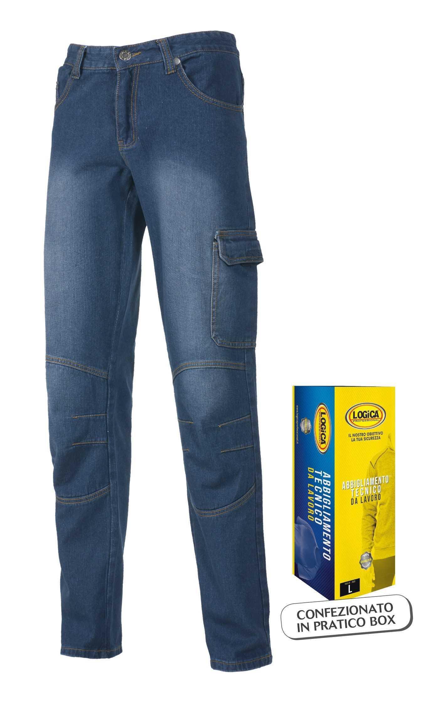Pantaloni jeans da lavoro Stretch blu con tasca taglia 48 Logica SPRINT BOX-48