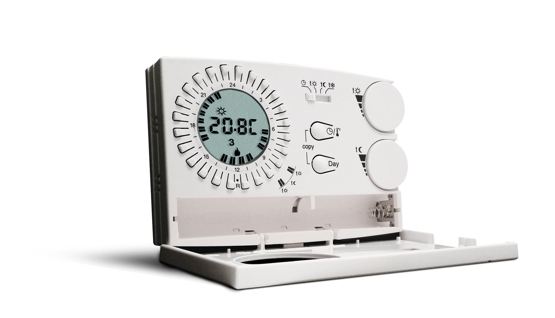 Cronotermostato analogico digitale settimanale 3V serie EASY colore bianco Perry Electric 1CRCR309/S
