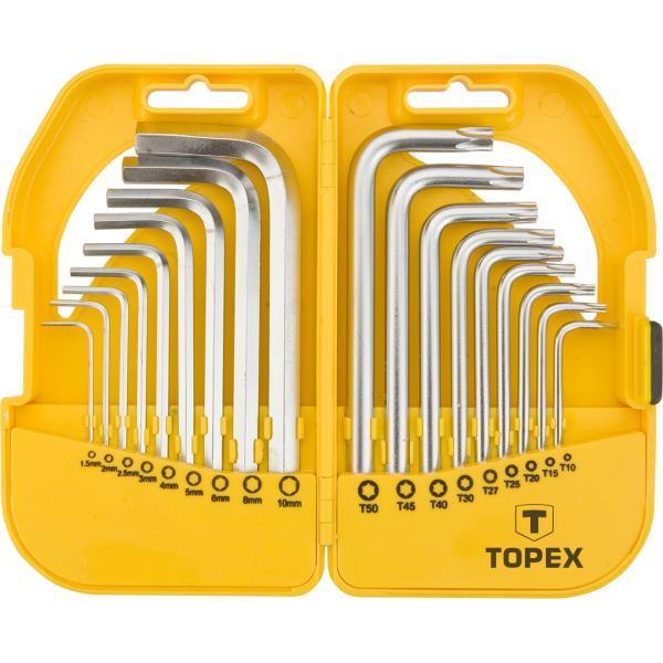 Set chiavi esagonali e torx corte CrV 18 pezzi Topex 35D952