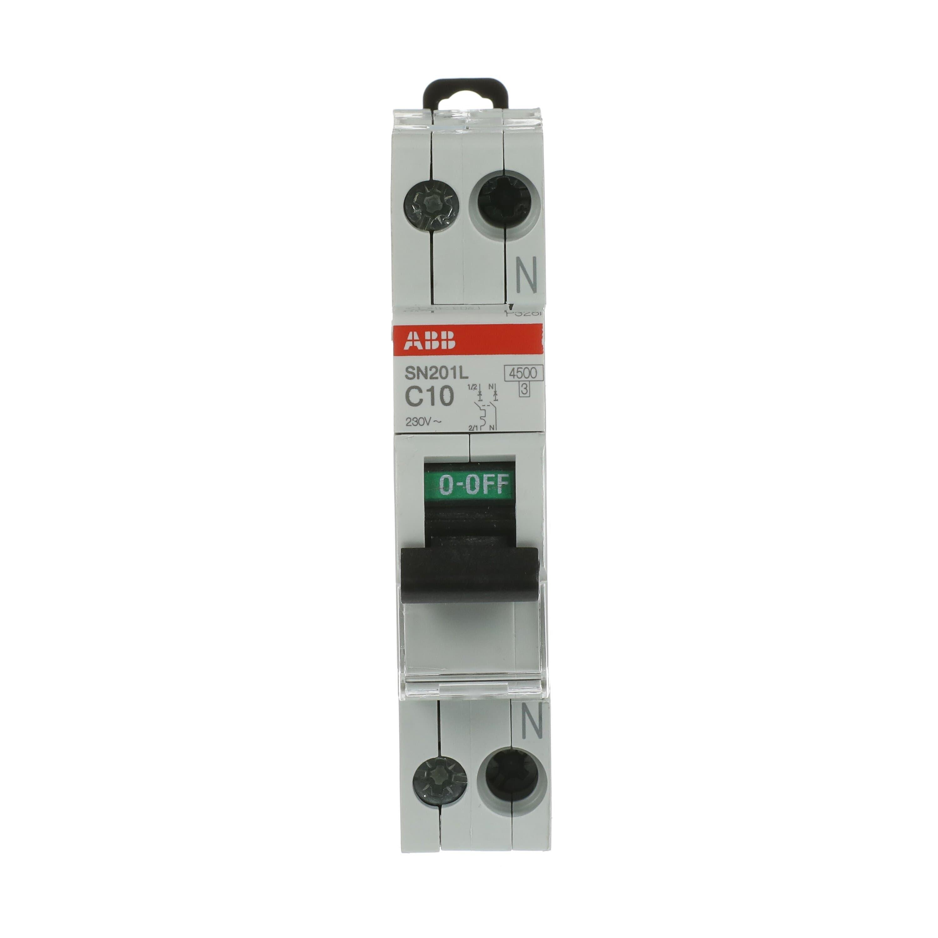 Interruttore magnetotermico automatico SN201 L C10 1P+N 4 5KA Abb SN201LC10