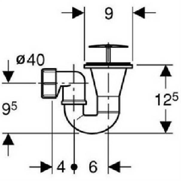 idro-bric sifone geberit per piatto doccia con piletta, diametro 60 mm, idb sacsif0146pd