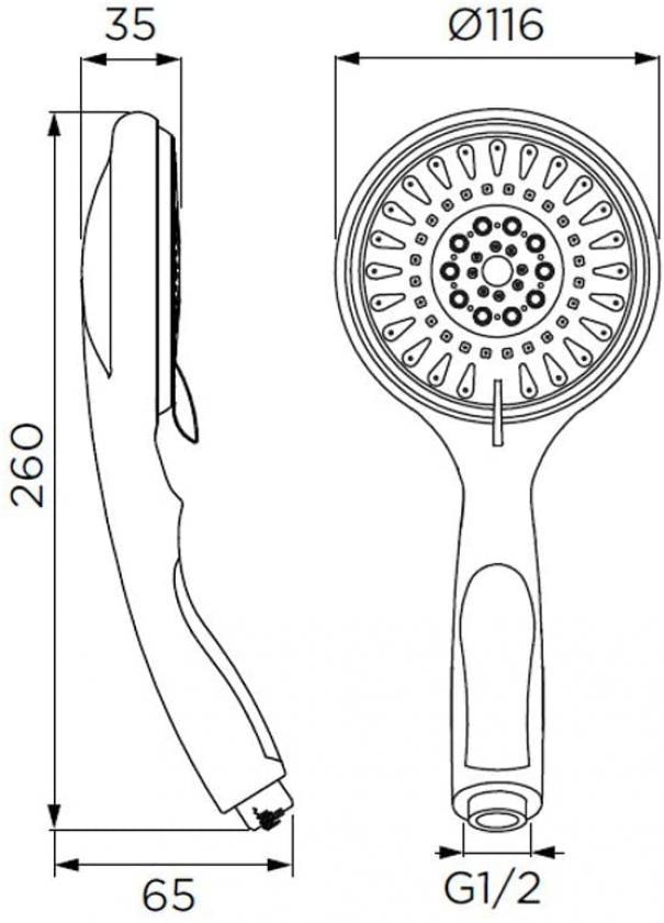 Soffione doccia IDROBRIC TITAN 5 getti, in ABS cromato