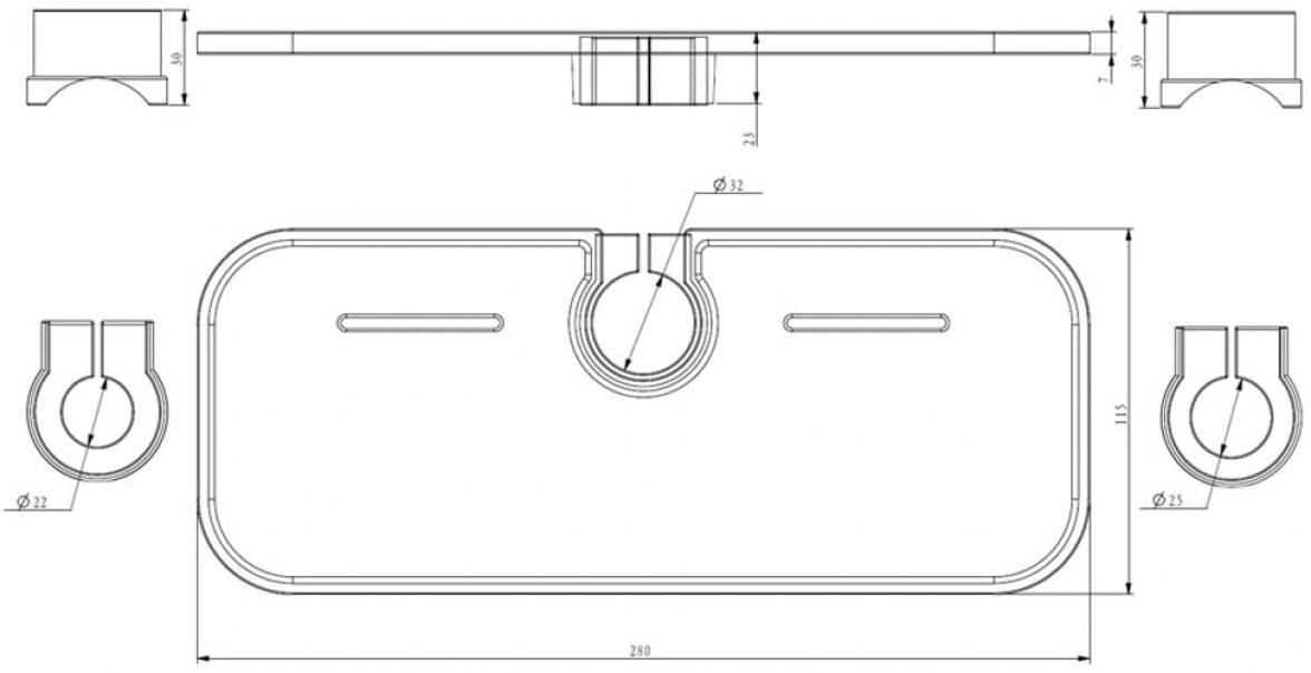 Mensola per colonna doccia IDROBRIC in plastica abs con adattatore, colore grigio