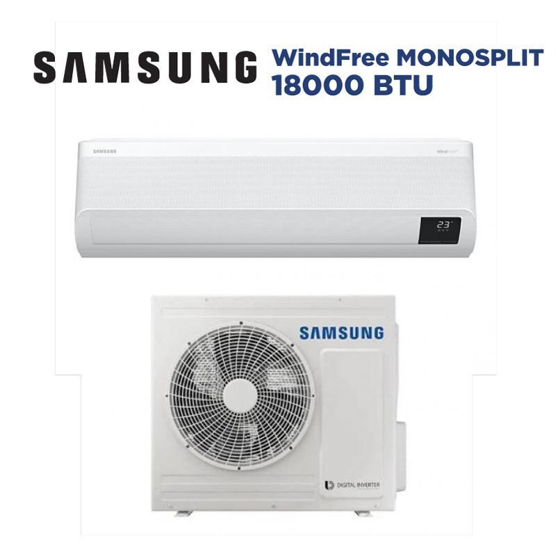 Kit condizionatore monosplit Samsung WindFree, 18000 BTU, unitu00e0 esterna + unitu00e0 interna, AR18BXEAAWKXEU + AR18BXEAAWKNEU