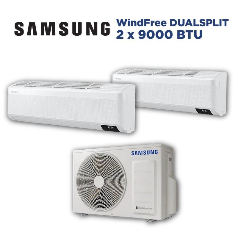 Kit condizionatore dualsplit Samsung WindFree, 9000+9000 BTU, unitu00e0 esterna + 2 unitu00e0 interne,  AJ040TXJ2KG/U + nu00b02 AR09TXEAAWKNEU