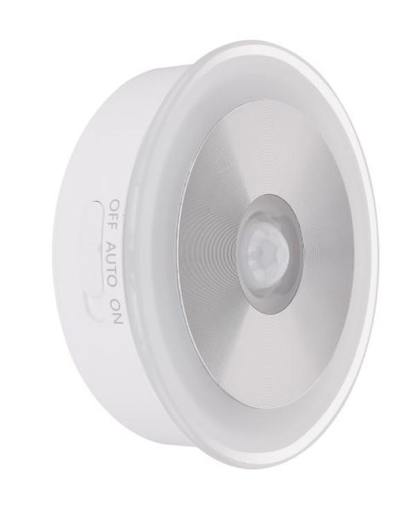 Mini Applique da parete con sensore di movimento GLOBO KONRAD, , con lampadina LED inclusa, luce bianca calda 3000K, plastica satinato, ON-AUTO-OFF.