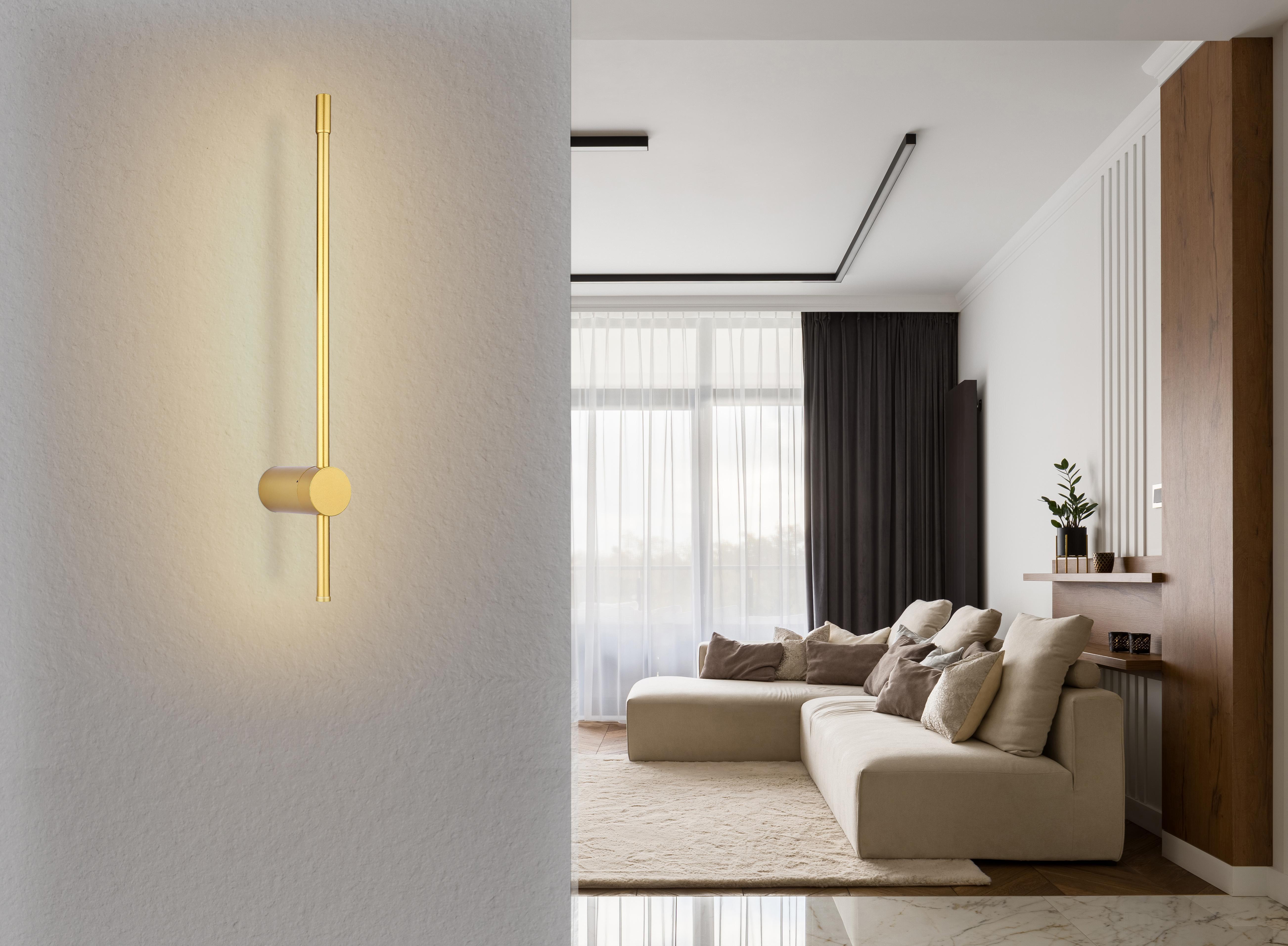 Lampada applique GLOBO CHASEY, lampadina LED inclusa 12W 75 lm, da parete, color oro, GLB 78407-12B.