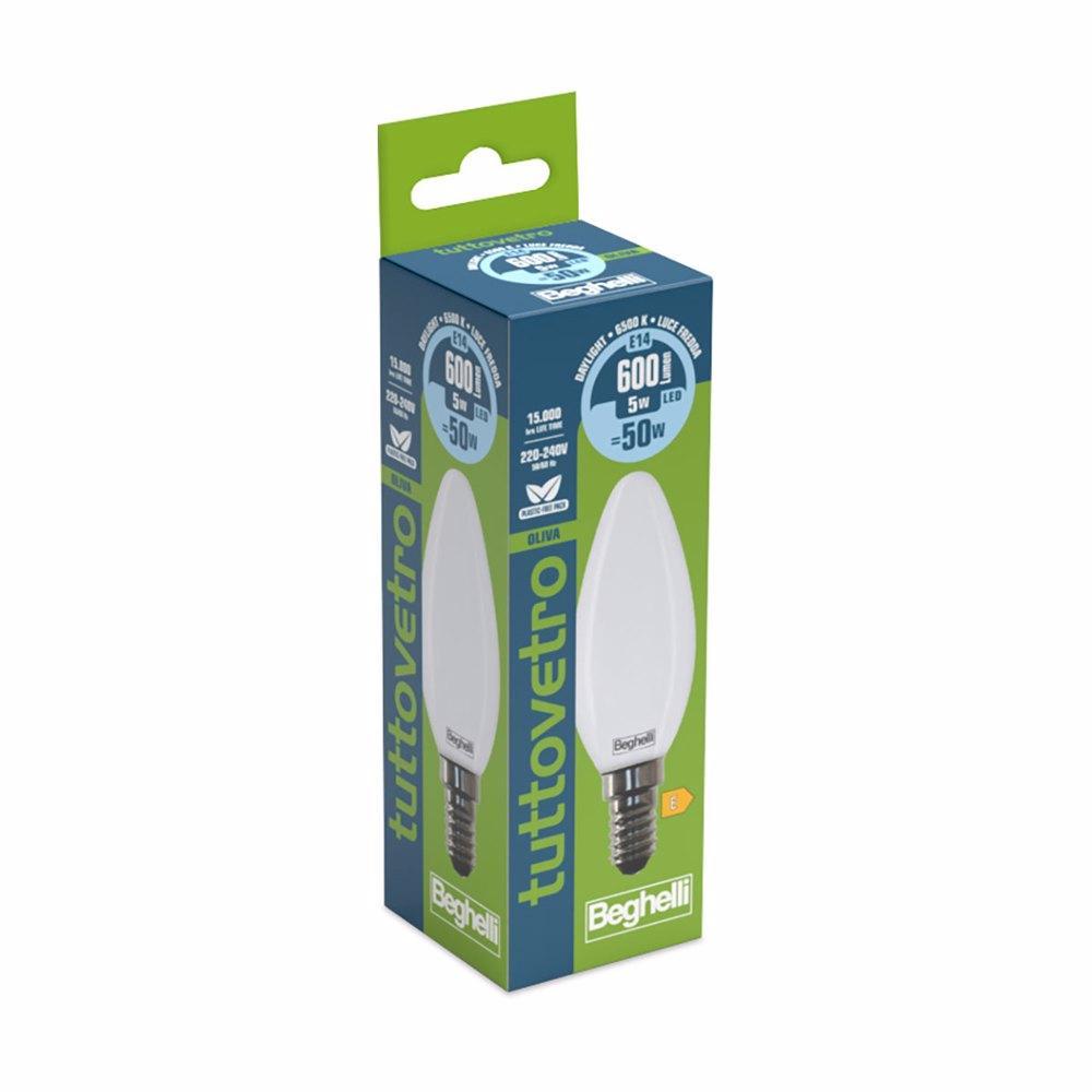 Beghelli LED Glühbirne E14 5W - Neutralweiß, Energiesparend, Klassische Kugelform, Für Lampen & Leuchten