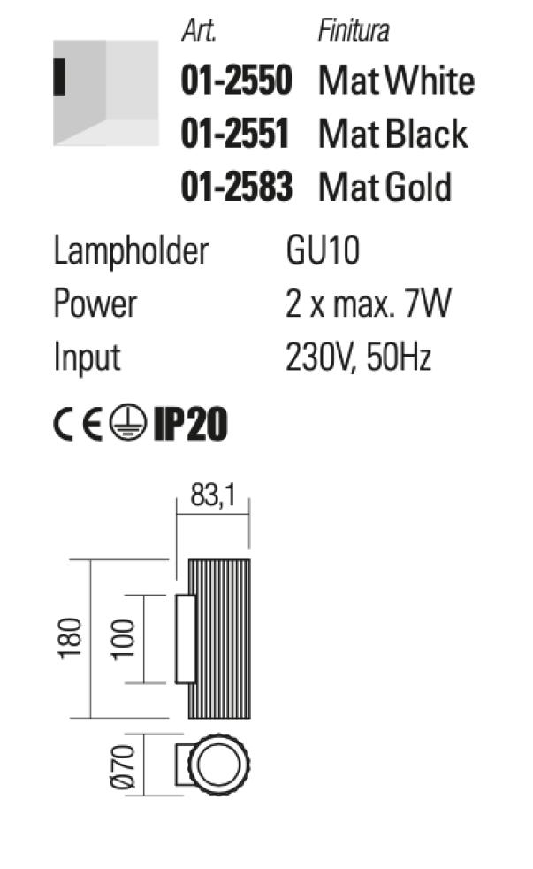 Lampada applique LED 2 luci bianca Delphi Redo 01-2550