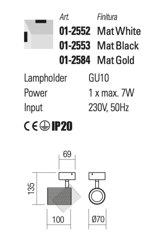 Lampada applique orientabile oro Delphi Redo 01-2584