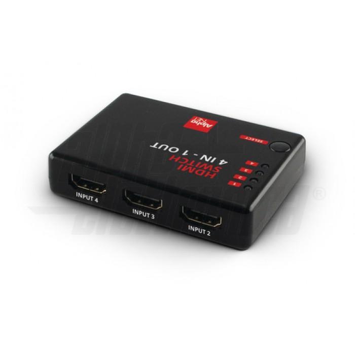 Switch HDMI commutatore ALPHA ELETTRONICA CT221/3, 4 IN x 1 OUT con telecomando.