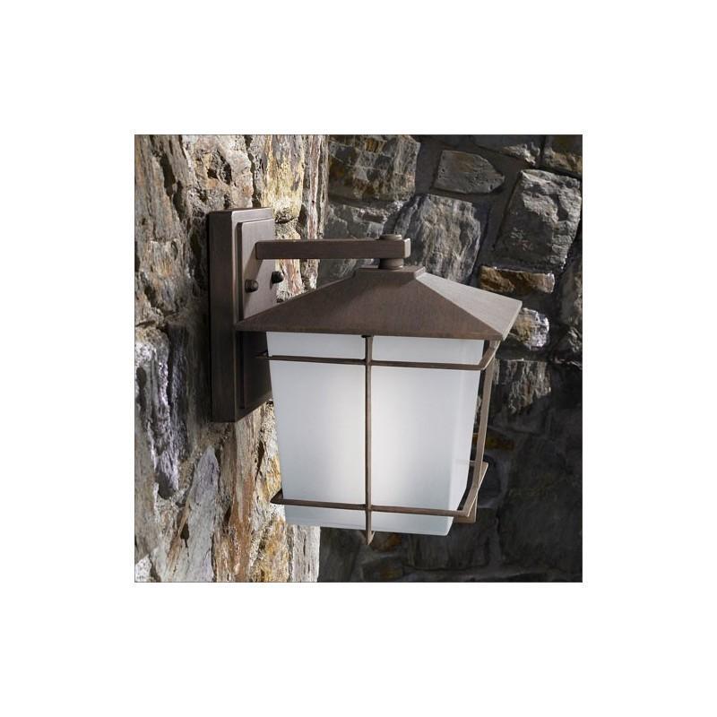 Lampioncino applique a parete  da esterno LEDS C4 JANNA, attacco 1xE27, max 18W, colore marrone ossidato.