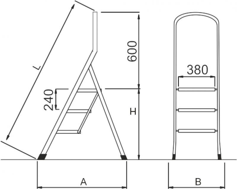 Scaletta 4 gradini pieghevole con parapetto in ferro Frigerio SCA WKP/04