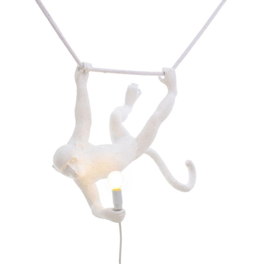 Lampada in resina indoor The Monkey Lamp Swing Bianco 59x40cm Seletti 14875