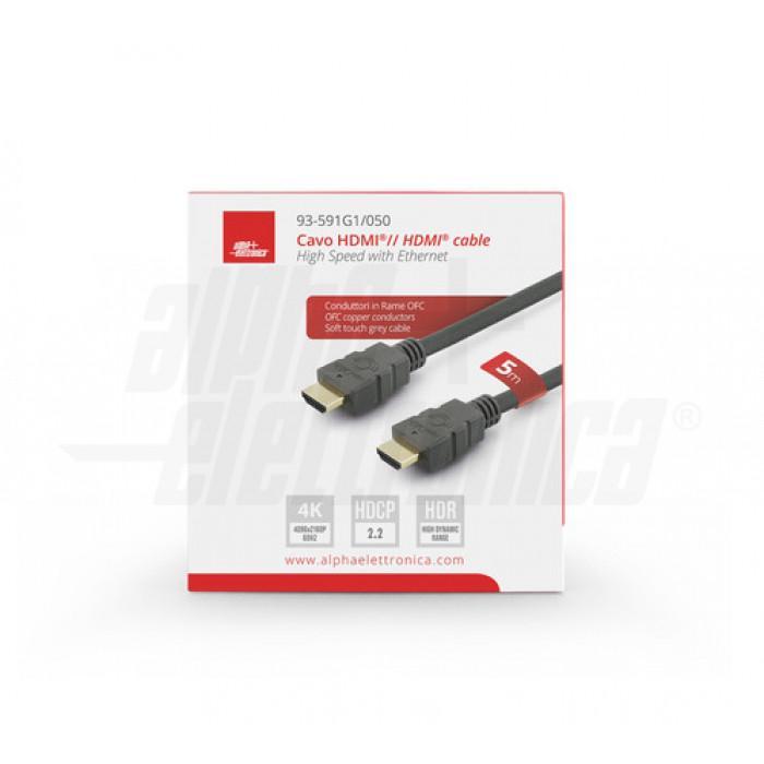 Cavo HDMI 5 metri High Speed with Ethernet Alpha Elettronica 93-591G1/050