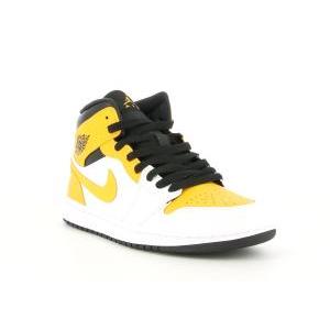 Sneakers alta  air jordan 1 mid  554724 170. da uomo,colore bianco/giallo/nero