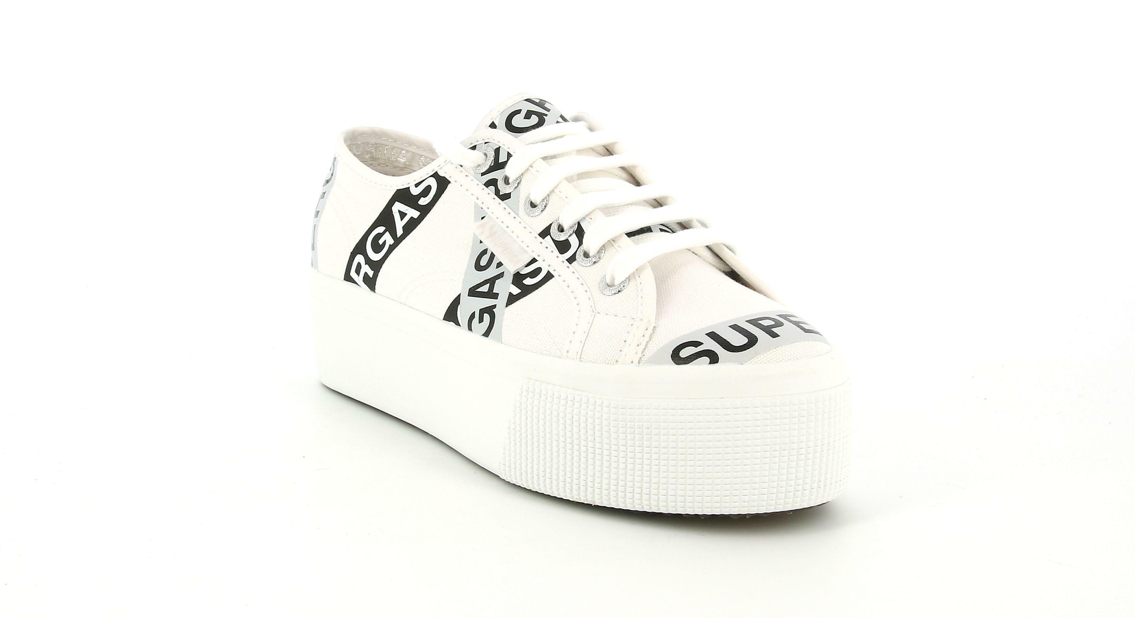 superga sneakers platform 2790 lettering tape. da donna, colore bianco
