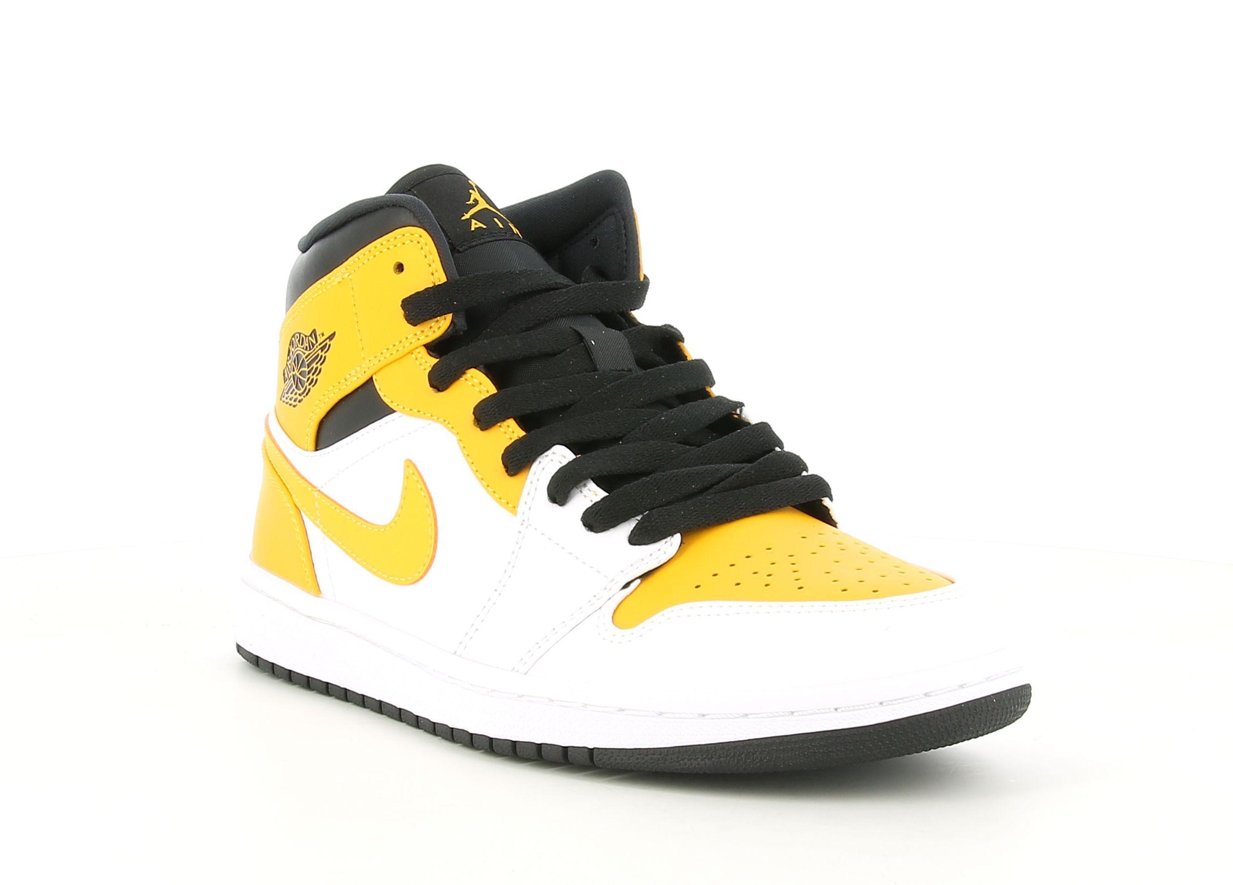 nike sneakers alta nike air jordan 1 mid  554724 170. da uomo,colore bianco/giallo/nero