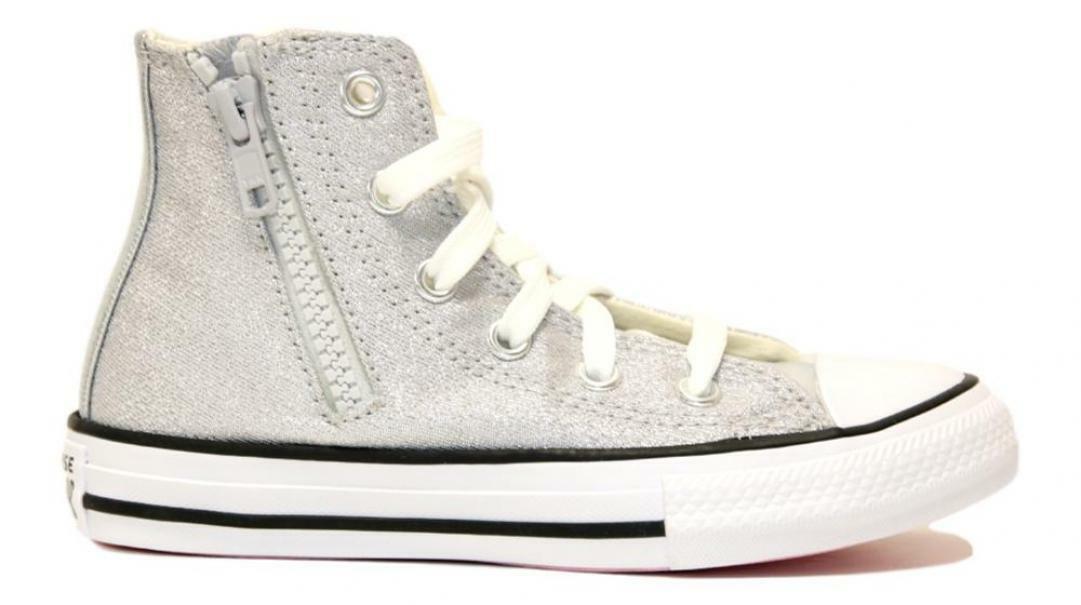 converse sneakers alta converse all star side zip hi 668021c. da bambina, colore argento
