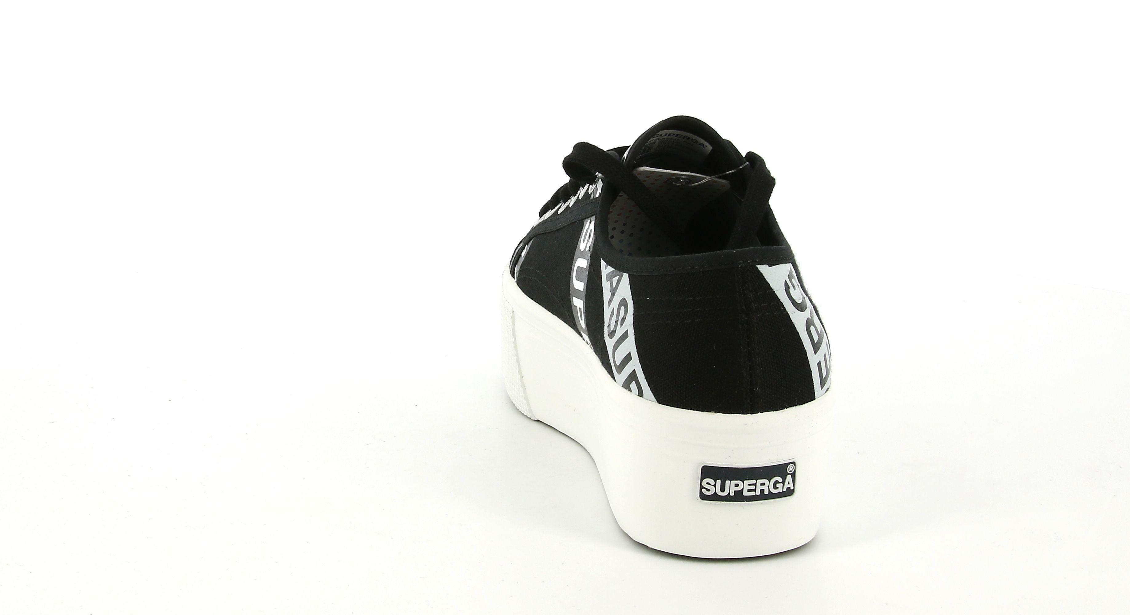 superga sneakers platform 2790 lettering tape. da donna, colore nero