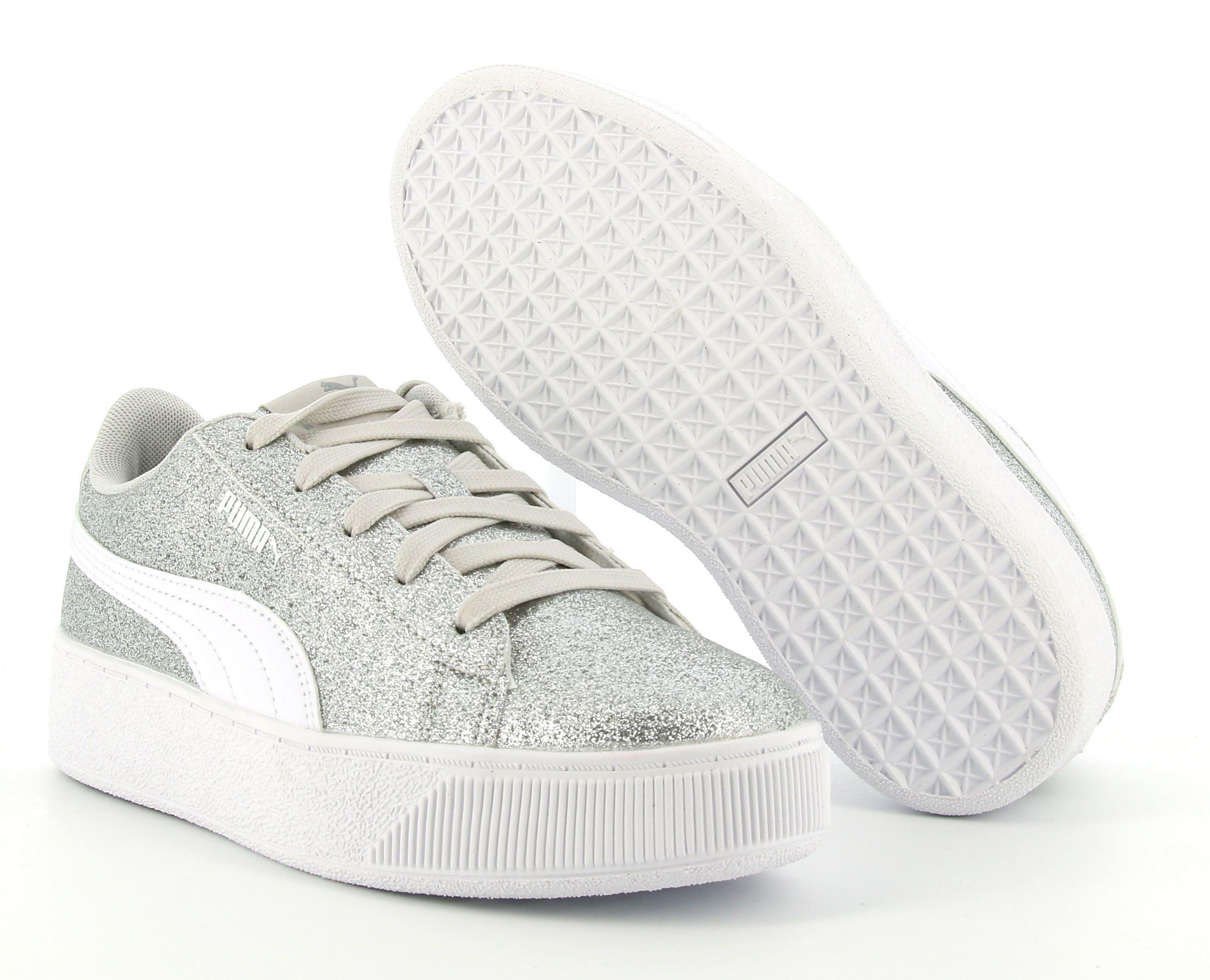 puma sneakers puma vikky platform glitz ps 370171 012. da bambina, colore argento
