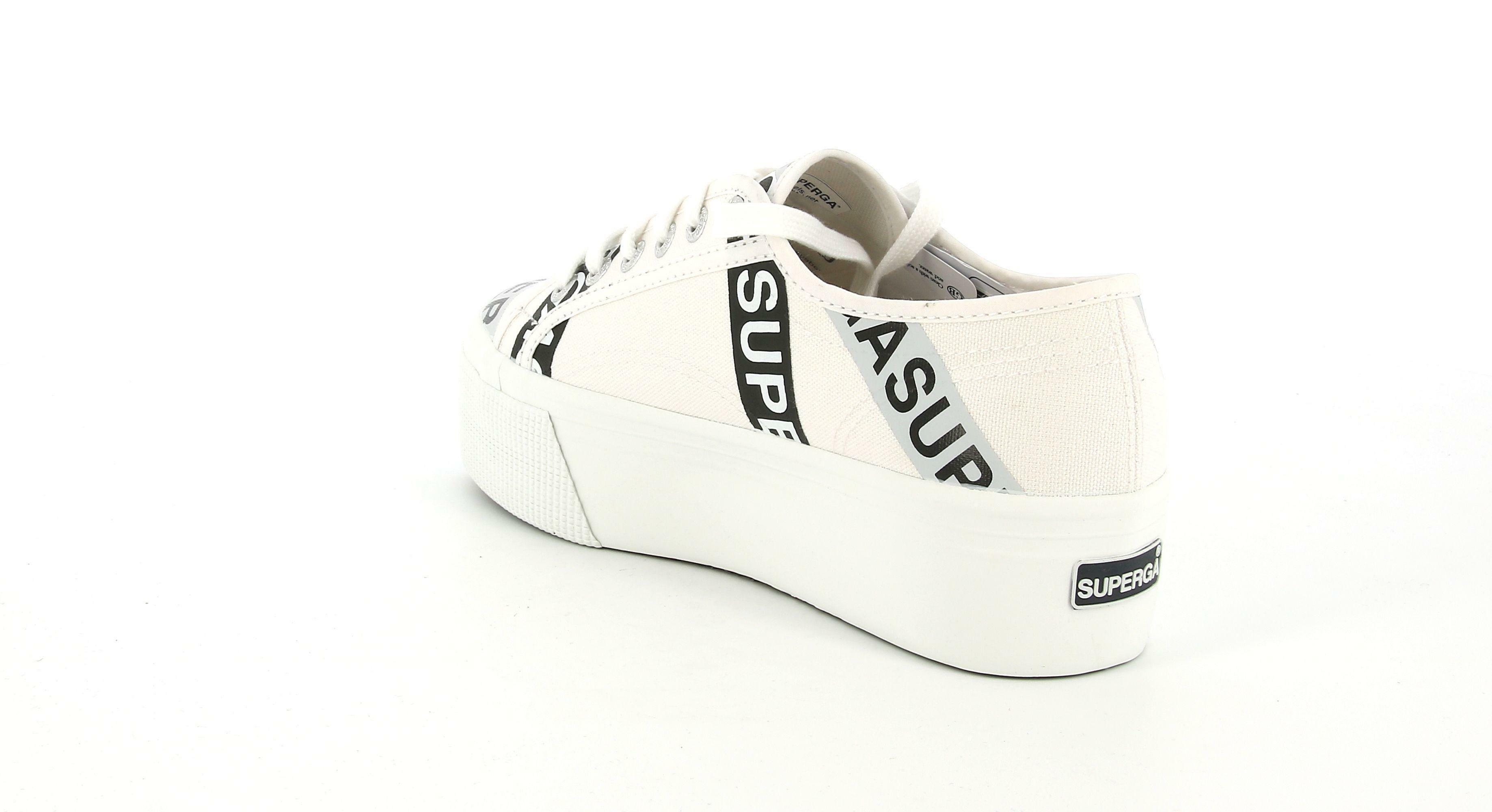 superga sneakers platform 2790 lettering tape. da donna, colore bianco